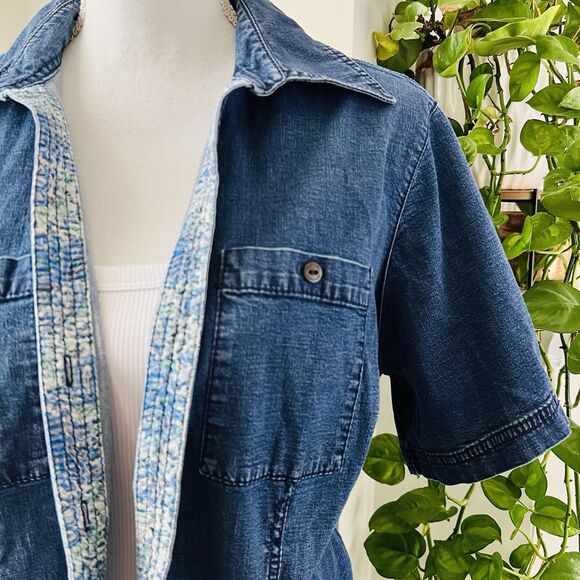 Tommy Hilfiger Blue Denim Stretchy Button Down Blouse Shirt - Womens Plus 18W - Picture 5 of 8